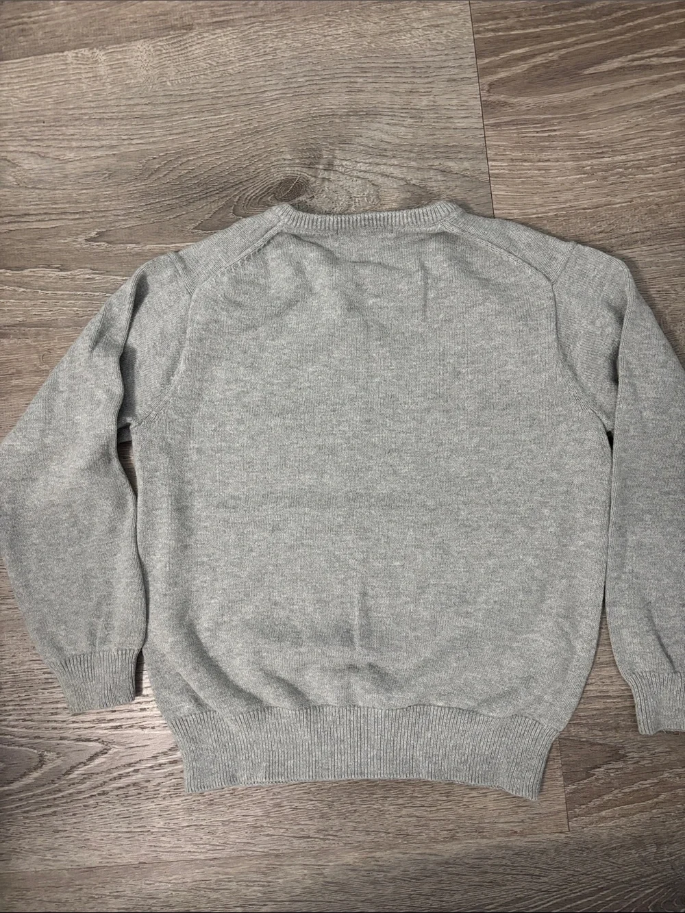 Janie and Jack Boys Size 6 Light Gray V-Neck Sweater with JJ Logo Cotton